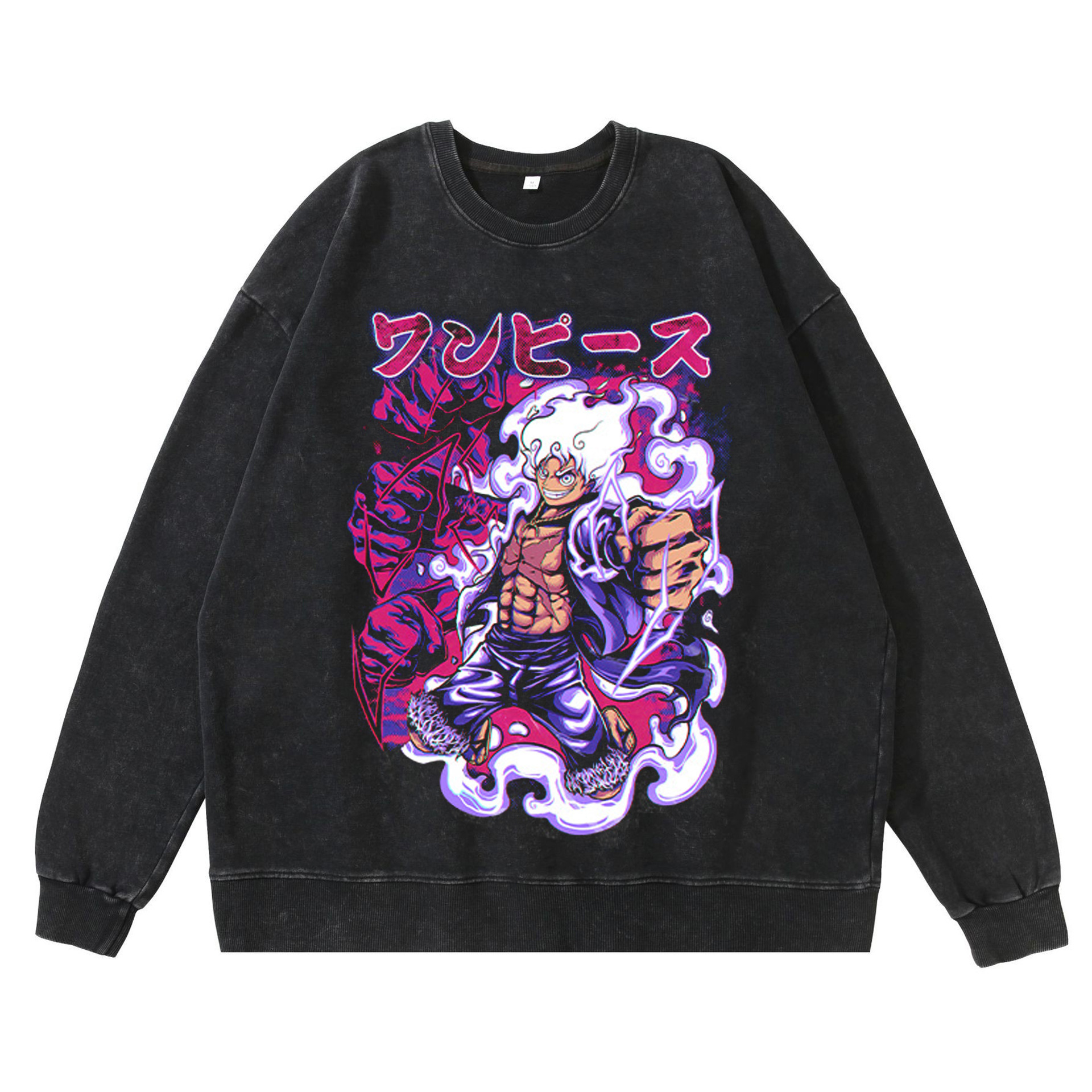 360g Heavyweight Washed Vintage Hoodie Street Hip-Hop Anime American Style Luffy Cotton Fall Hoodie - TT8208