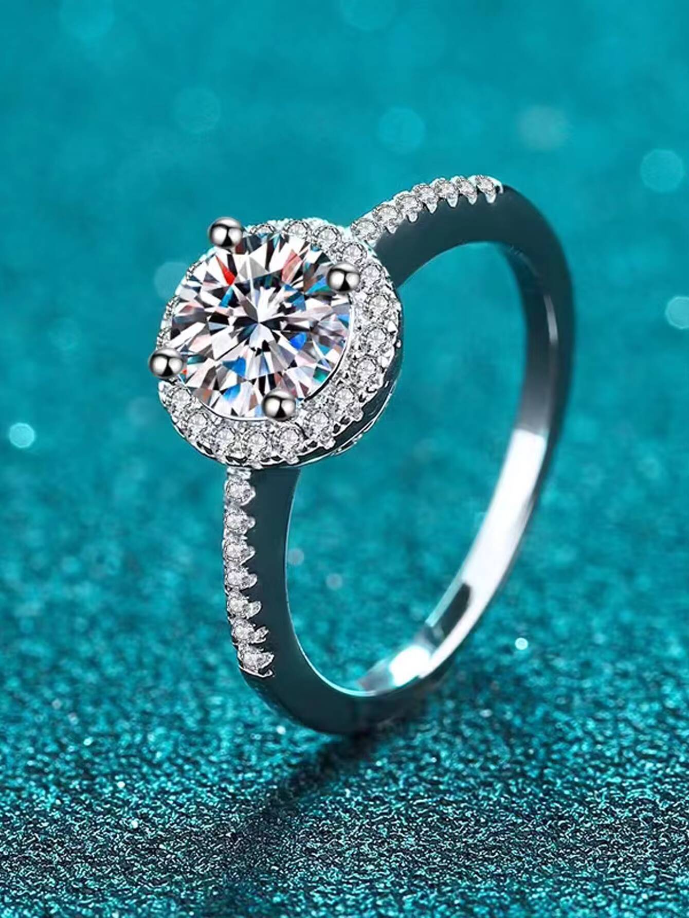 Fine Jewelry Multidiamond Certified GRA Classic Style 925 Sterling Silver Moissanite Diamond Ring