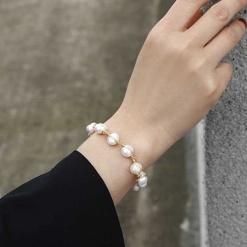 14K Gold Filled Handmade Baroque Natural Freshwater Pearl Ladies Bracelet Promotion Jewelry for Women Birthday Gift Y250904