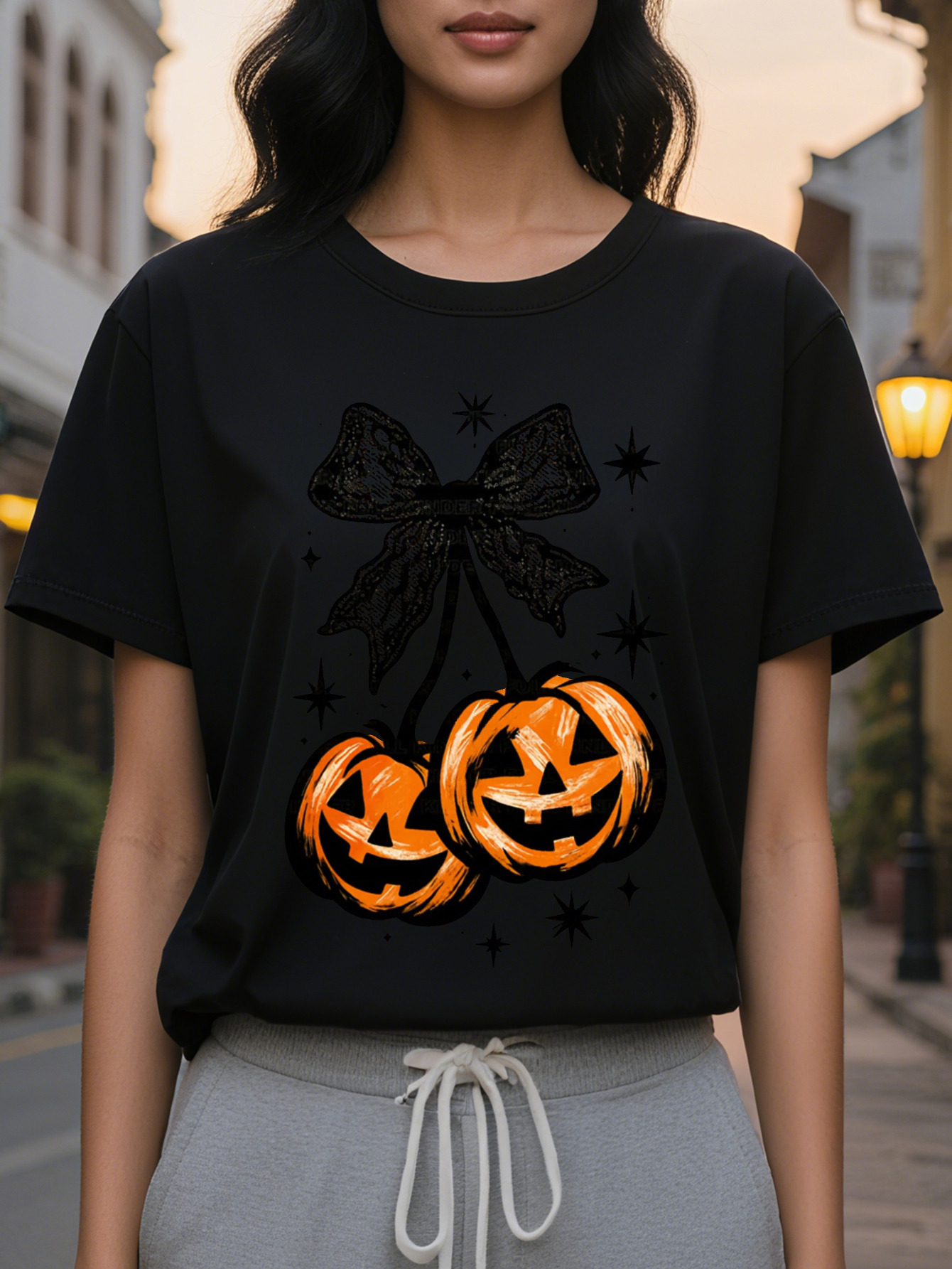 Large XL Women S Pumpkin Bat Graphic Sweatshirt Beige Loose Fit Pullover with Jack O Lanterns Round Neck Top for Party Plus Size