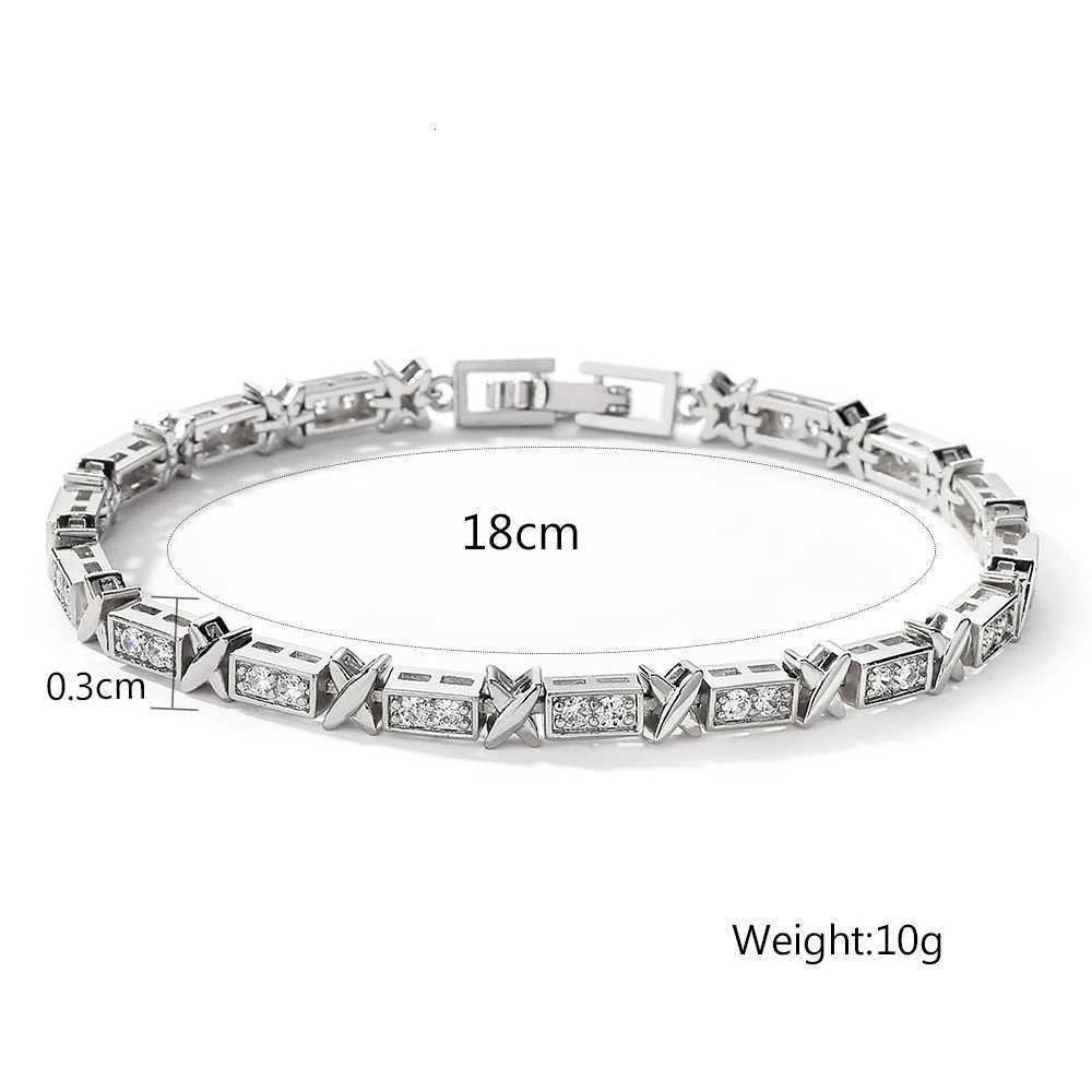 Yupsk Three Gold Color Xshed Fl Zircon Bracelet for Wen Cross Niche Design Luxury Wedding Party Jewelry Y250904
