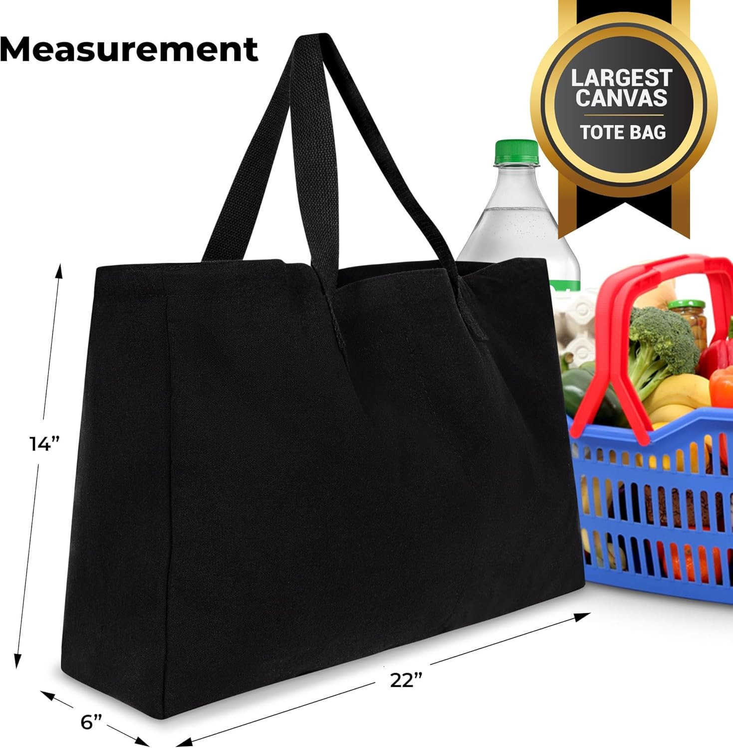 Large Canvas Tote Bag Big Largest Reusable GroceryW250904