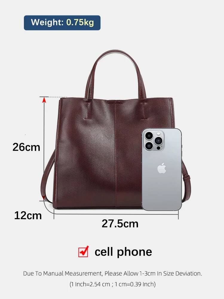Zency Genuine Leather New Simple Shoulder Bag Large Capacity Shopper Women Casual Handbag Crossbody Vintage Oil Wax Tote