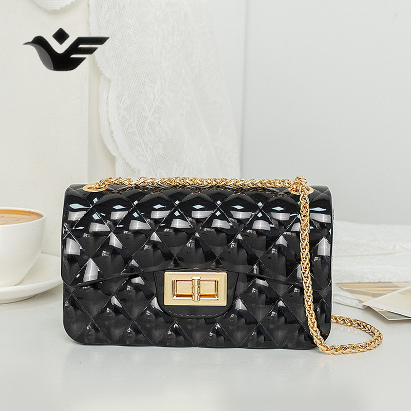 Feiyan Free Shipping New Designer Bag Luxury Shopping Bag Women's Single Shoulder Bag Thick Chain Lock Jelly Small Square Bag Fashionable