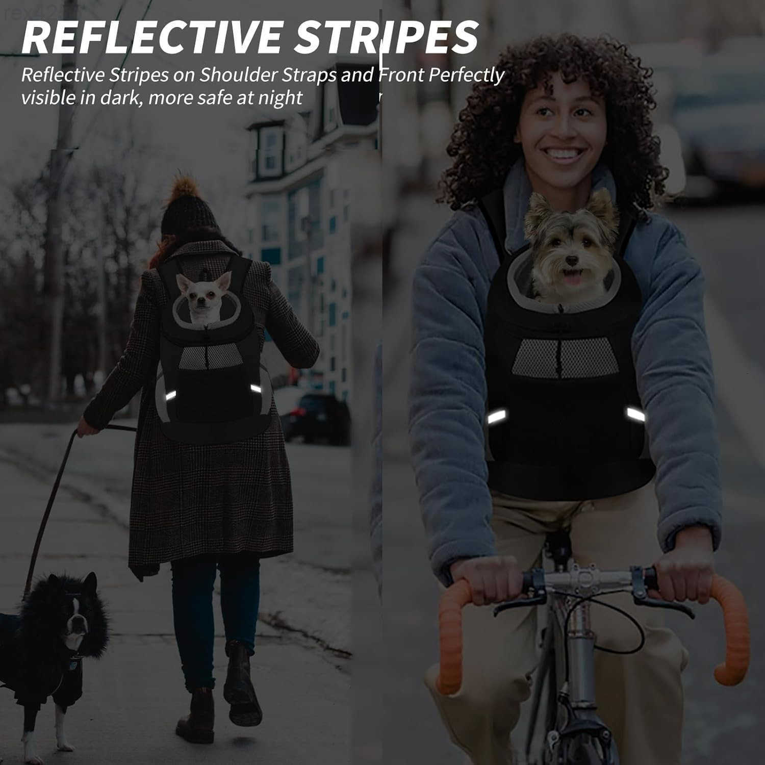 Dog Backpack Carrier Front Chest Carrier for Cat Small Dogs Pet Carrying Bag for Travel Hiking Cycling Outdoor Black S Suggested Pet Height 710 in 26 