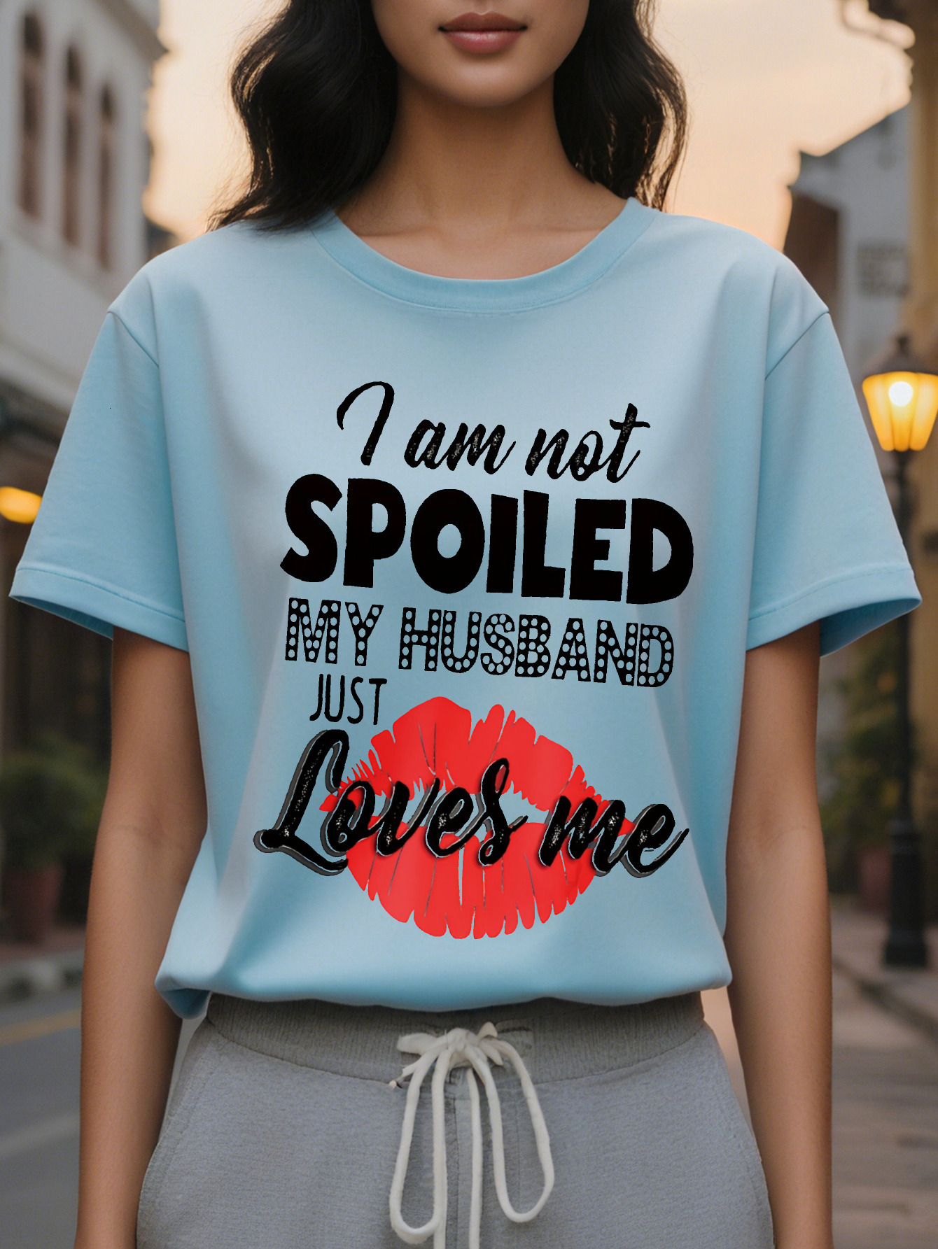 Large XL Vibrant Alphabets Crew Neck T-Shirt Soft Mid Elasticity Cotton Fabric Hand Washable Regular Length Casual Short Plus Size