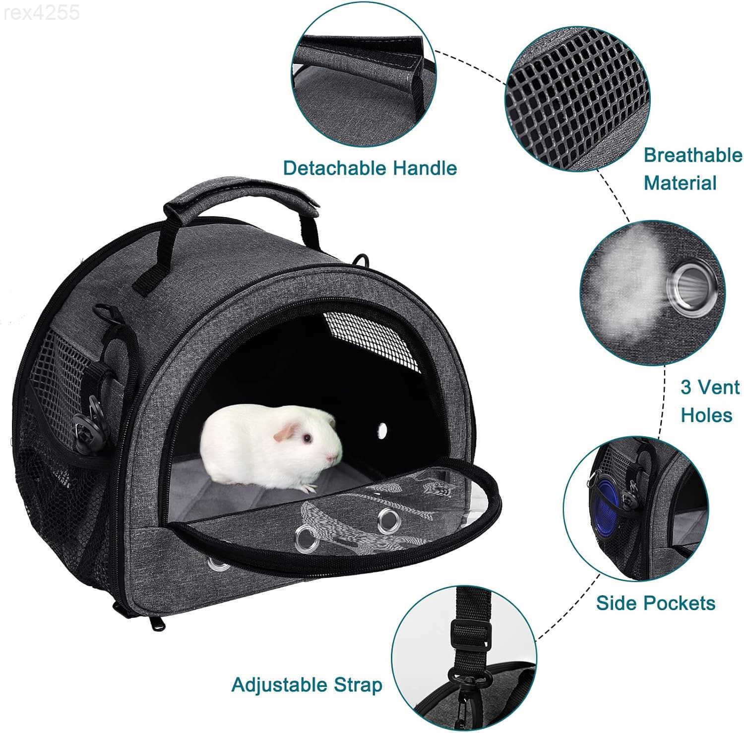 Pig Carrier Small Pet Hamster Carrier Bag Rabbit Bunny Travel Carrier Outdoor Handbag Breathable Carrier for Small Animals with Water Bottle Holder Re
