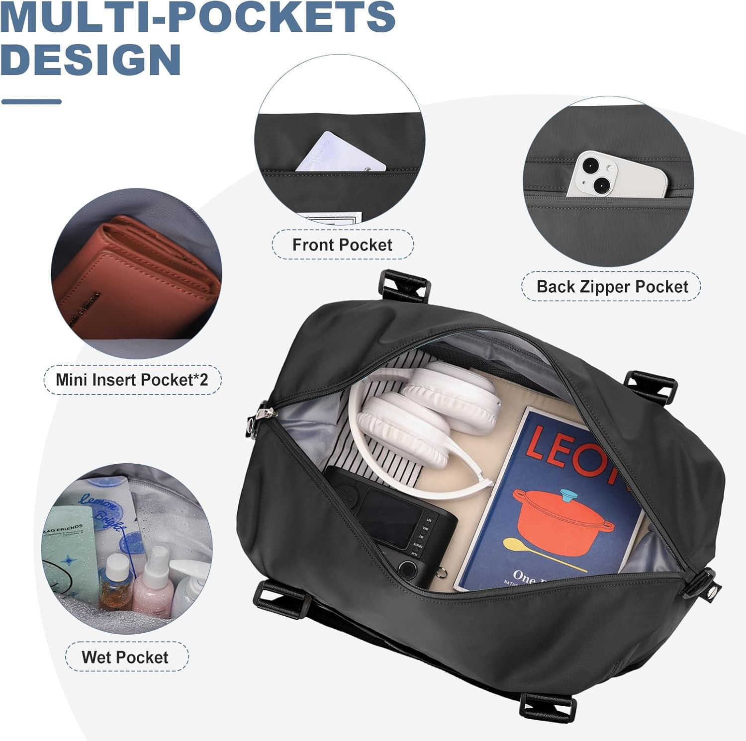 Travel Duffel BagSports Tote Gym BagShoulder Weekender Overnight Bag for WomenW250904