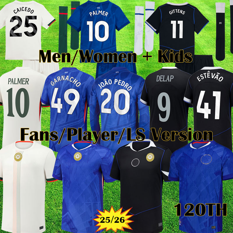 Chelseasea Kit CFC GARNACHO ENZO 2025 2026 GITTENS DELAP Soccer Jerseys PALMER 10 football shirt 25 26 kits ESTEVAO Kids Equipment 120 Anniversary Home Uniform