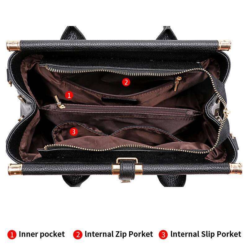 Designer Bags Aidrani Genuine Leather Women's Handbag, Large Capacity Crocodile Patterned Cowhide Bag, Black Hot Selling