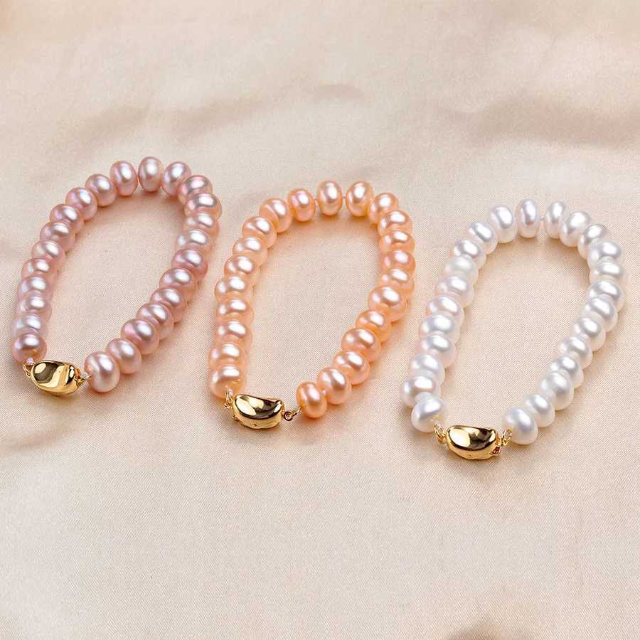 2025 New Arrival 89mm Bread Bead Freshwater Pearl Bracelets With 925 Sterling Silver Clasp For Women White Purple Y250904