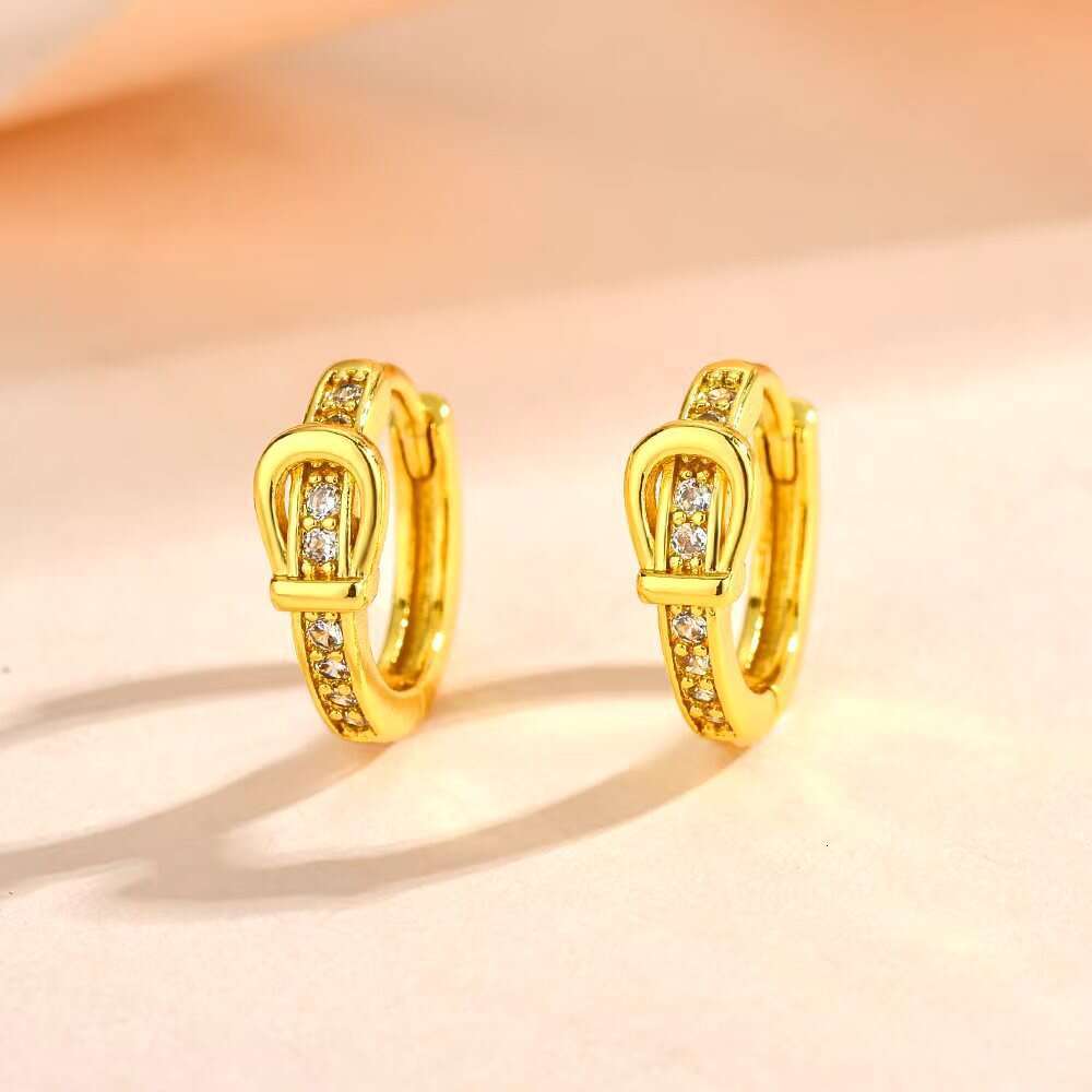 New Fashion Horseshoe Earrings High-end Versatile Minimalist Design Simple Small Belt Buckle Personality Trendy Cool Women