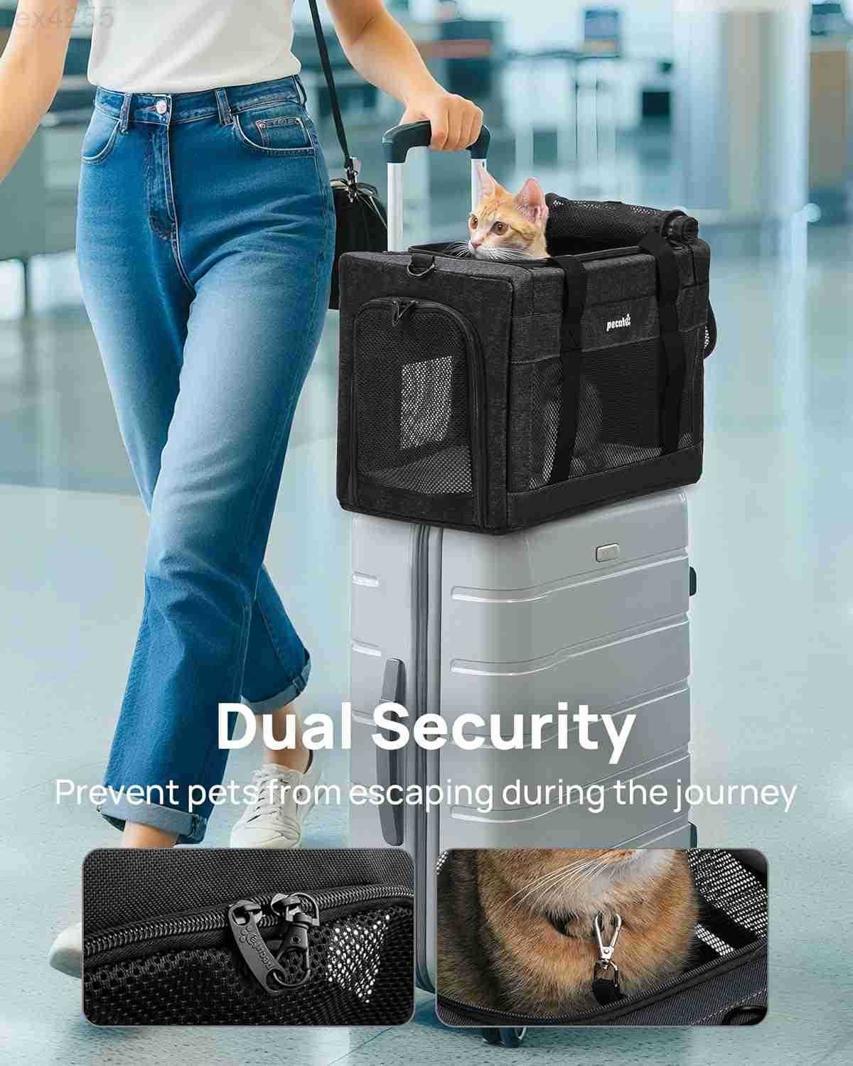 Approved Cat Carrier Pet Carrier SoftSided Portable Dog Carrier with Stable Structure TSA Approved Pet Carrier for Pets Less Than 12lbs Cat Carrier Ba