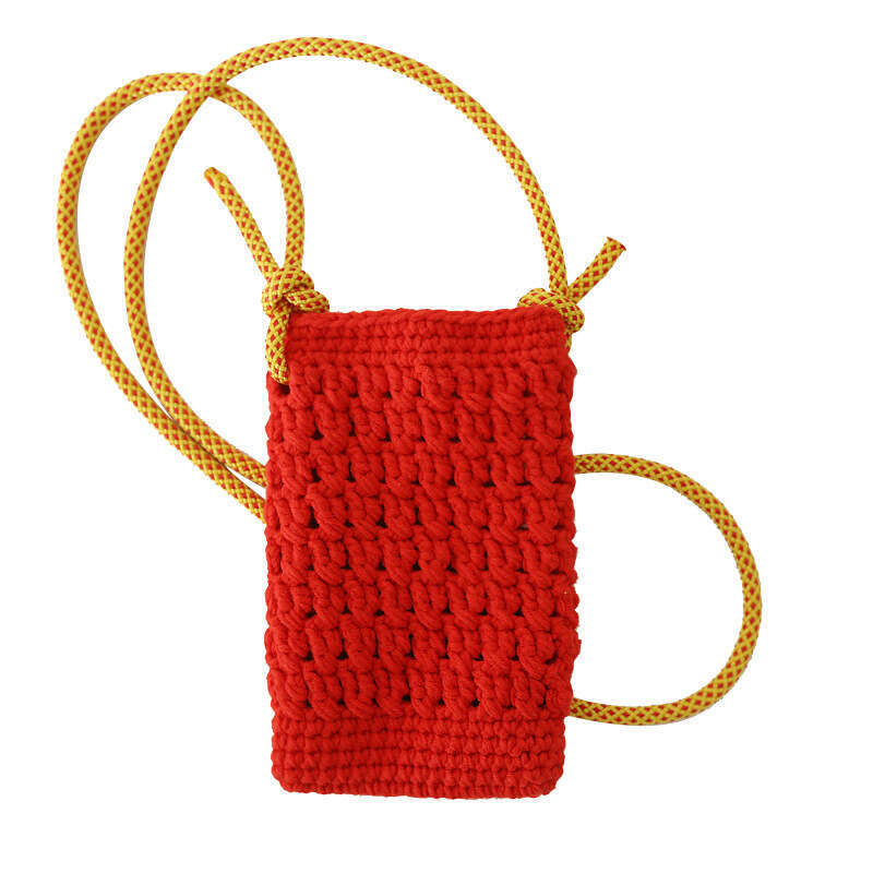 HEssentials 2025 Knit Phone Bag, Yarn - Woven Crossbody with Floral Accent, Casual Tote