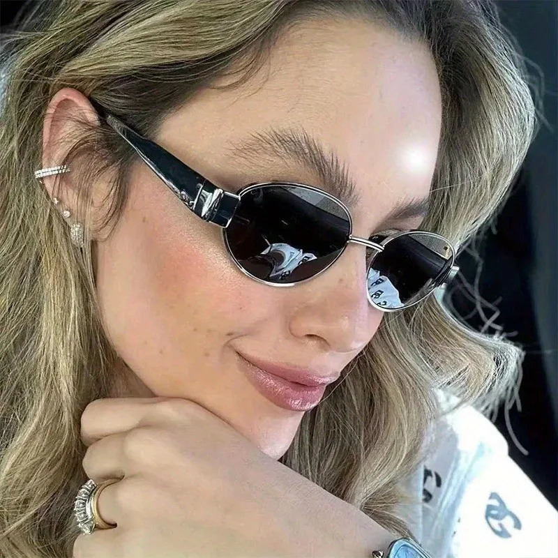 Trendy Oval Sunglasses for Women Metal Frame Sun Glasses Ladies Classic Vintage Round Shades Unisex 250903