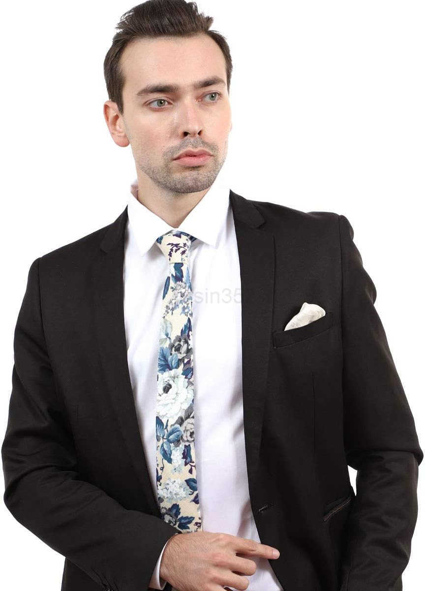 Mens Cotton Printed Floral Tie 256 Skinny Narrow Necktie Various DesignsW250904