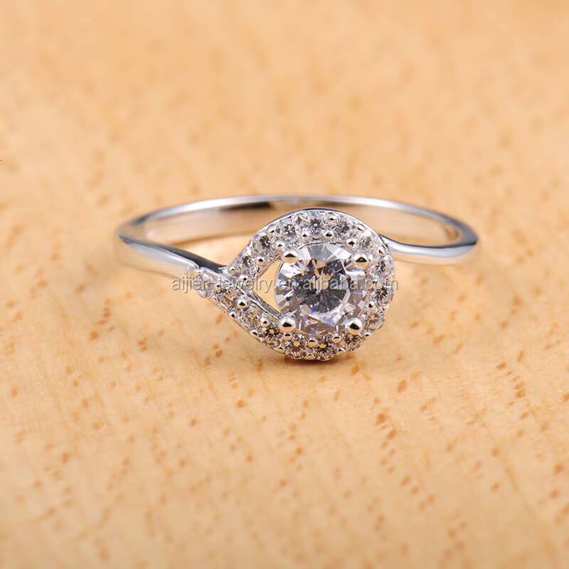 Hola Jewelry Womens Wedding Ring 925 Silver Micro Insert Prong Setting CZ Zircon Geometric Cluster Engagement