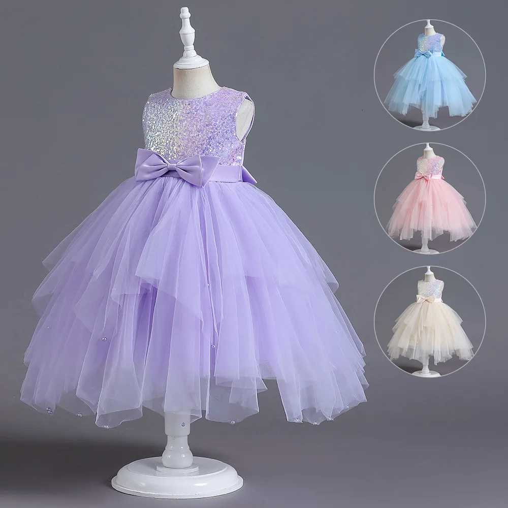 2025 Lilac Girl Party Dresses For Children Girl Dresses Performance Junior Dress Wedding Evening Prom Holiday Skirt Costume Z250904