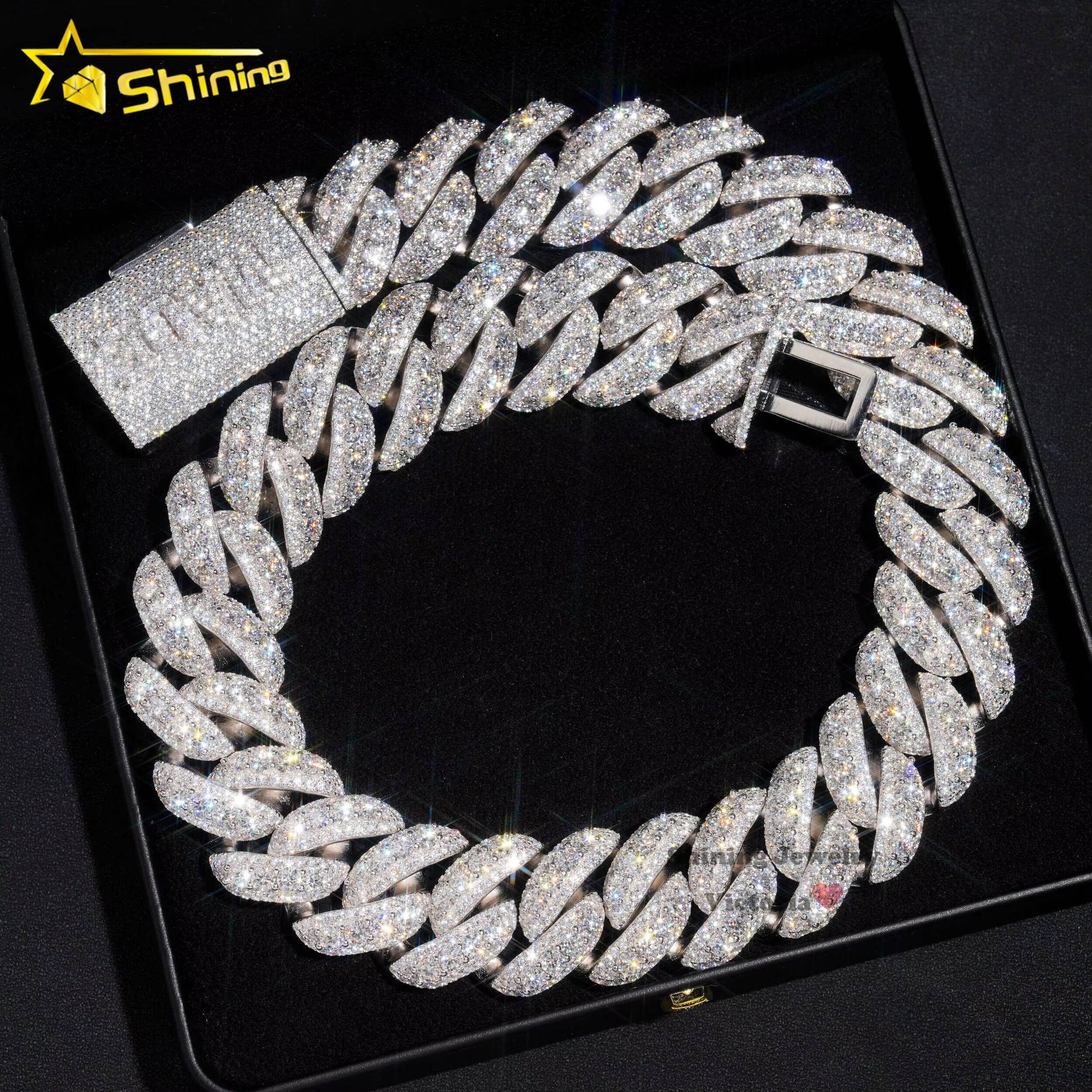 2025 Rapper Jewelry 30mm White Gold Cuban Chain Sterling Silver Hip Hop Necklace Miami Vvs Moissanite Diamond Cuban Link Chain