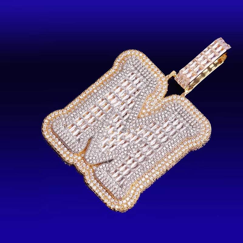 Handmade Mens Moissanite Necklace Variety of Letters Splicing Design Unique Jewelry Piece