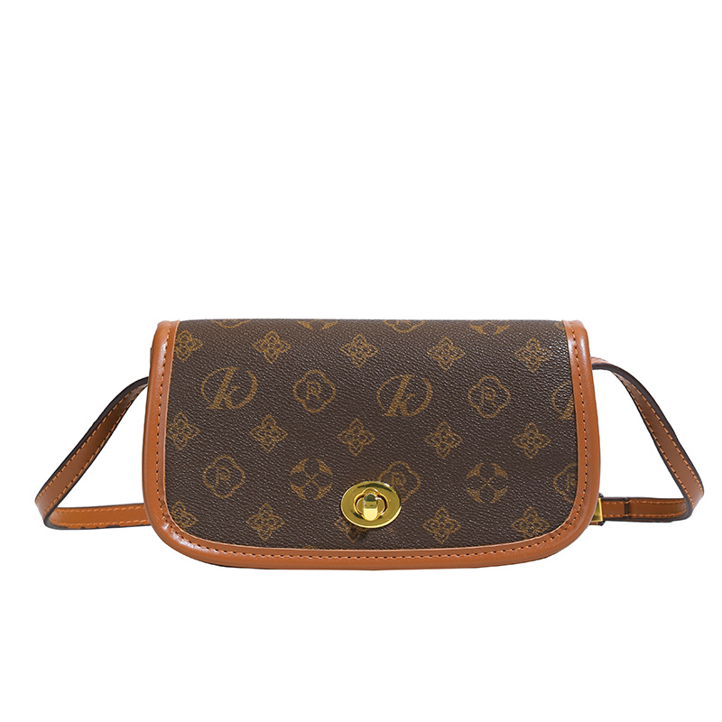 High-end bag for women 2025 new retro fashion temperament printed saddle bag temperament versatile shoulder messenger bag