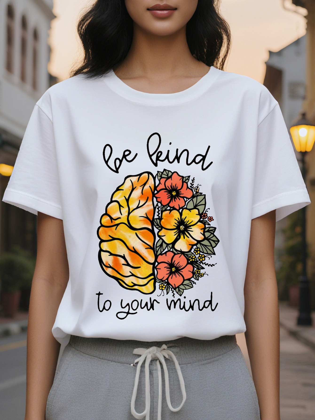 Women's Be Kind Inspirational T-Shirt Elegant Summer Round Neck Short Sleeves Colorful Design Cotton