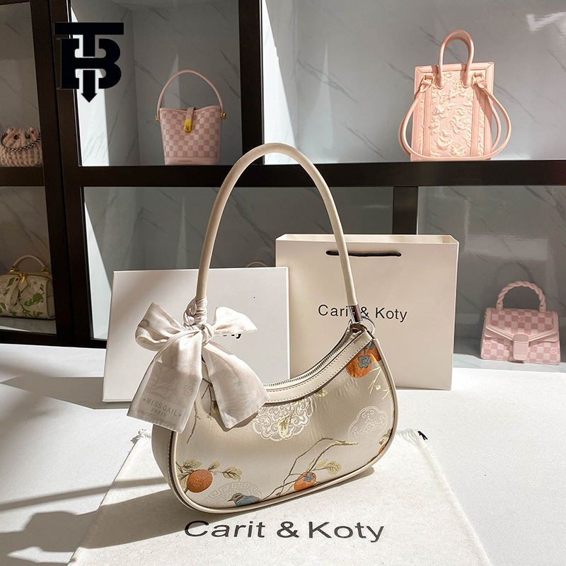 TB Designer s bag BHULAMTE Dropshipping New Chinese Style Embroidered Crescent Bag 2025 Spring New High-end Baguette Underarm Bag Wholesale