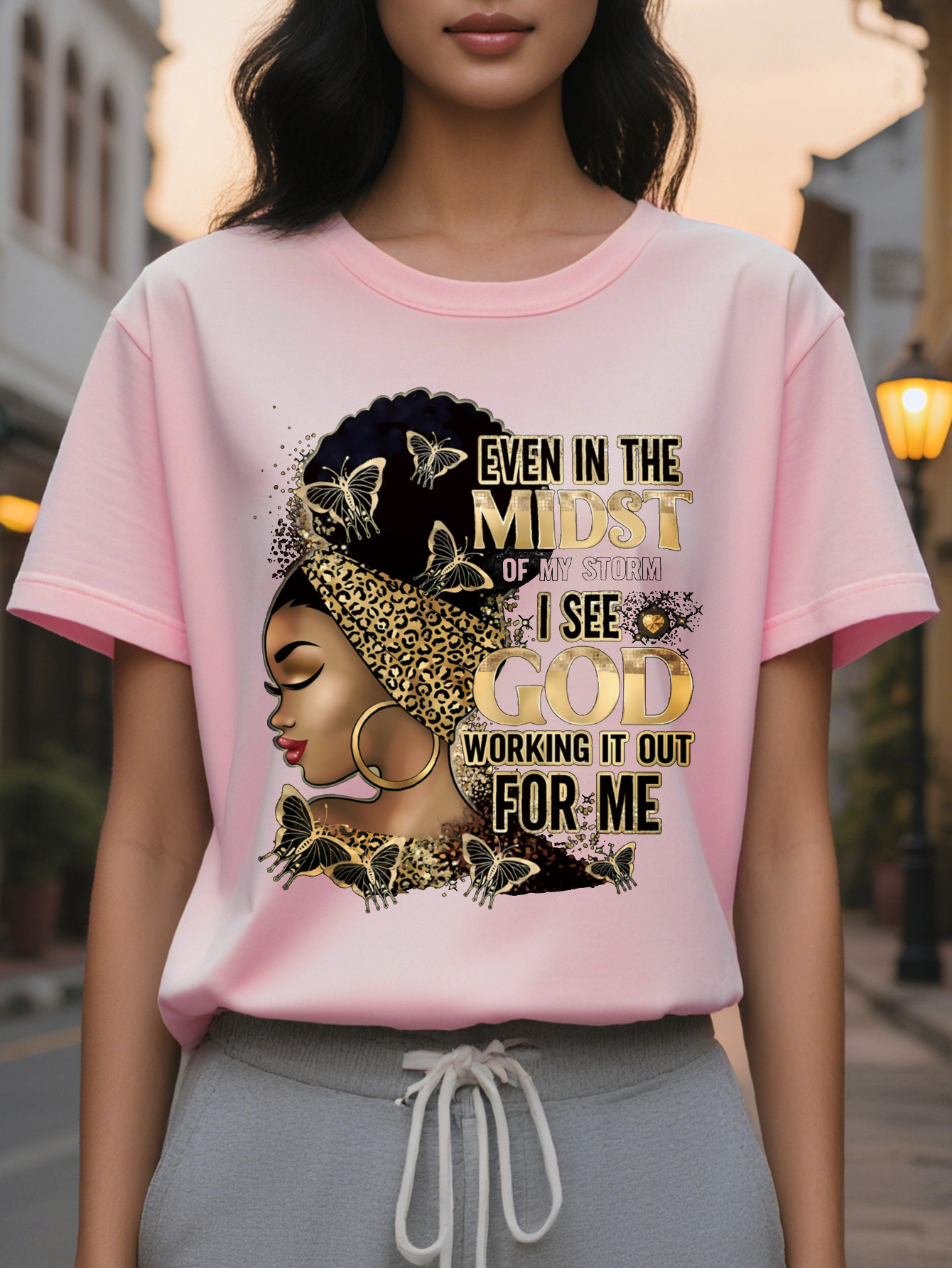 Large XL For Spring Summer Women's Cartoon Portrait Letter Print Casual Short Sleeve Top T-Shirt Plus Size