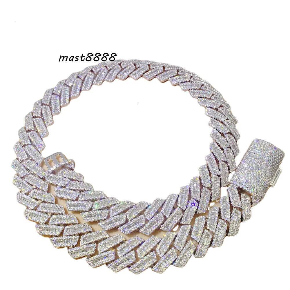 Custom 18mm Heavy Cuban Chain Hip Hop Iced Out Moissanite Diamond 925 Necklace Customizable Cuban Link Jewelry