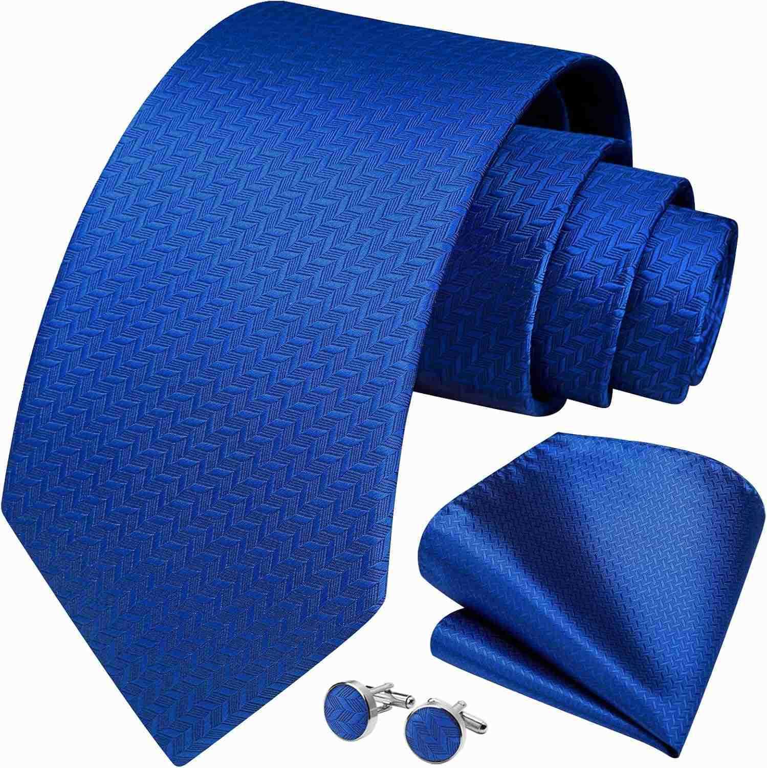 Mens Tie Set Classic Woven Ties and Pocket Square Cufflinks Set Formal Business Wedding Neckties HandkerchiefW250904