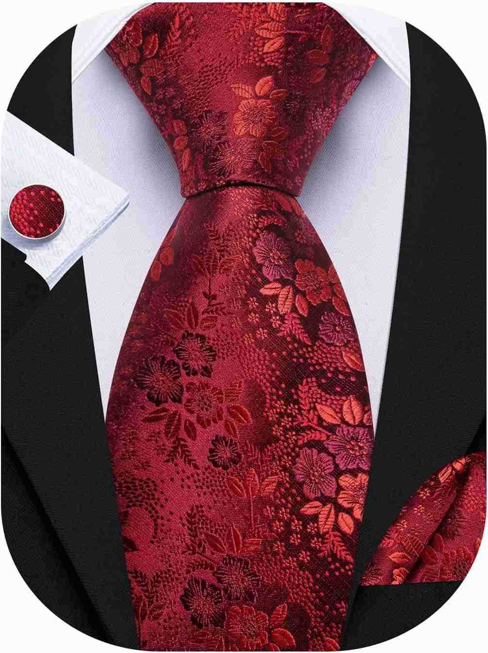Men Tie Set Floral Paisley Silk Necktie Pocket Square Cufflinks Formal Wedding Party BusinessW250904