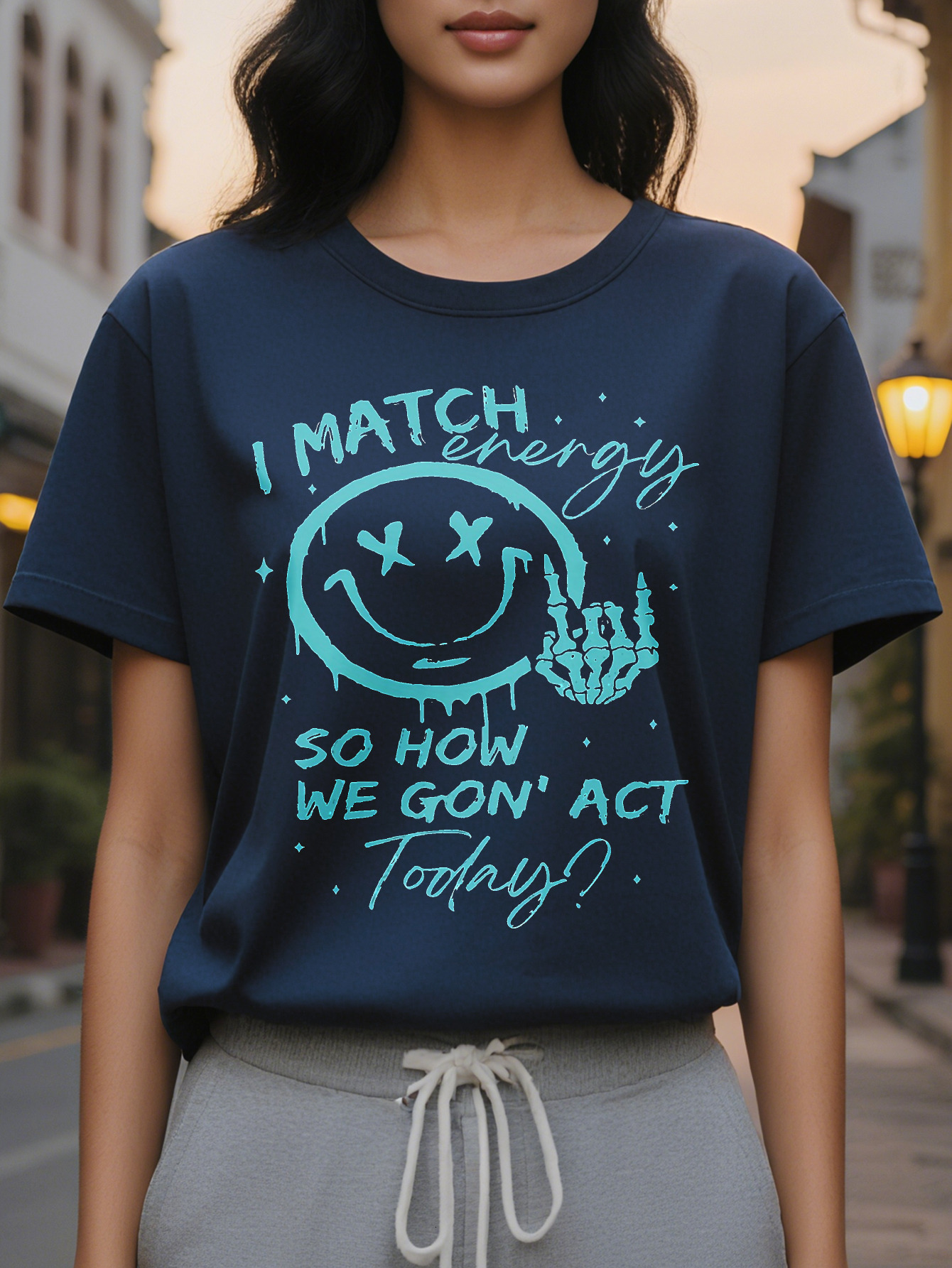 Short Sleeve Graphic Print Crew Neck T-shirt Casual Top for Spring Summer Women's Clothing