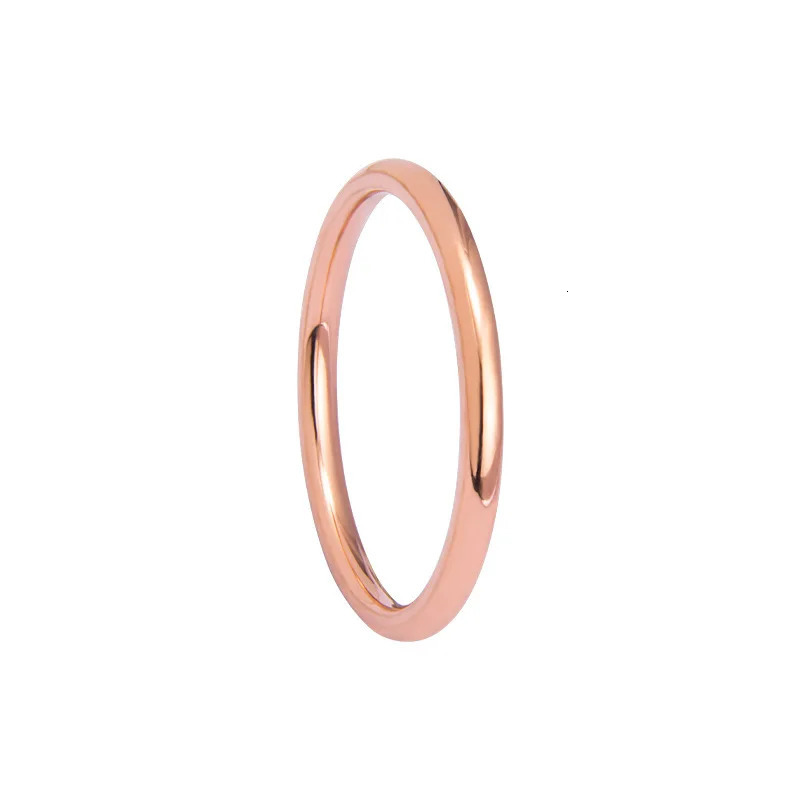 2MM Thin Steel Silver color Couple Ring Smooth Simple Fashion Rose Gold Color Finger Ring For Women and Men mens gifts 250904