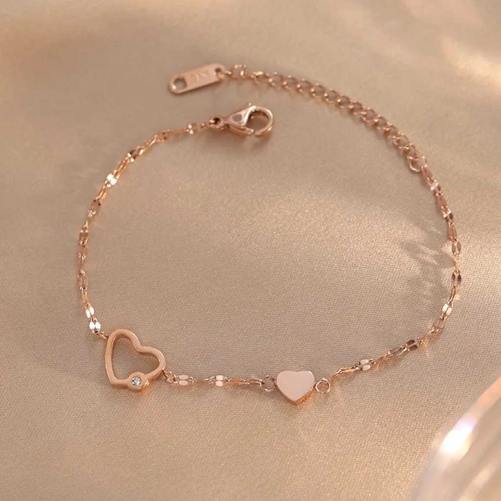 2023 New Fashion Trend Titanium Stainl Steel Elegant Delicate Zircon Heart Bracelet Women Jewelry Wedding Party Premium GiftsXJ250904