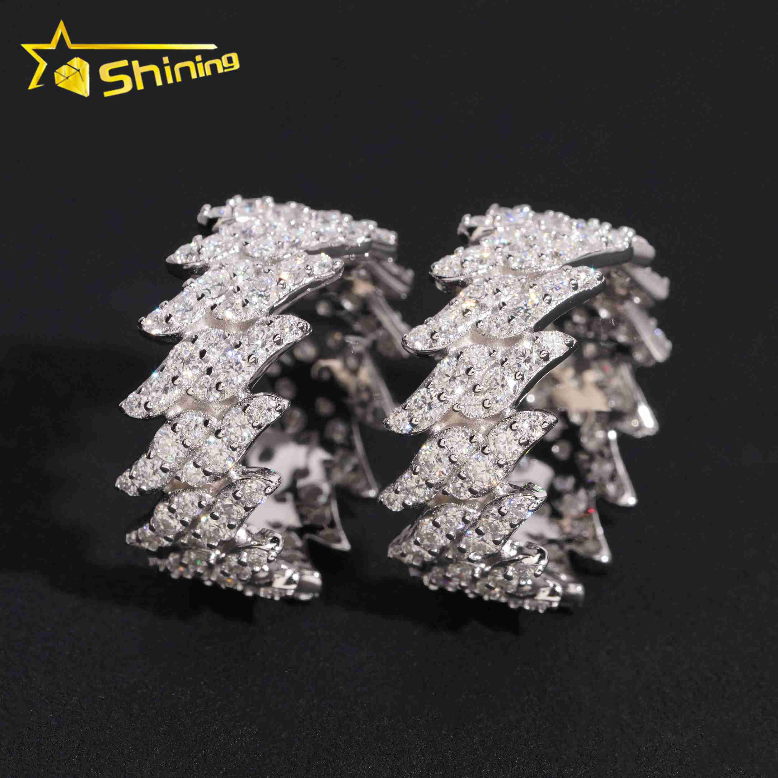 New in Stock Fashion Design Moissanite GRA Moissanite 925 Sterling Silver Gold Plated Hip Hop Iced Out Mens Thorns Rings
