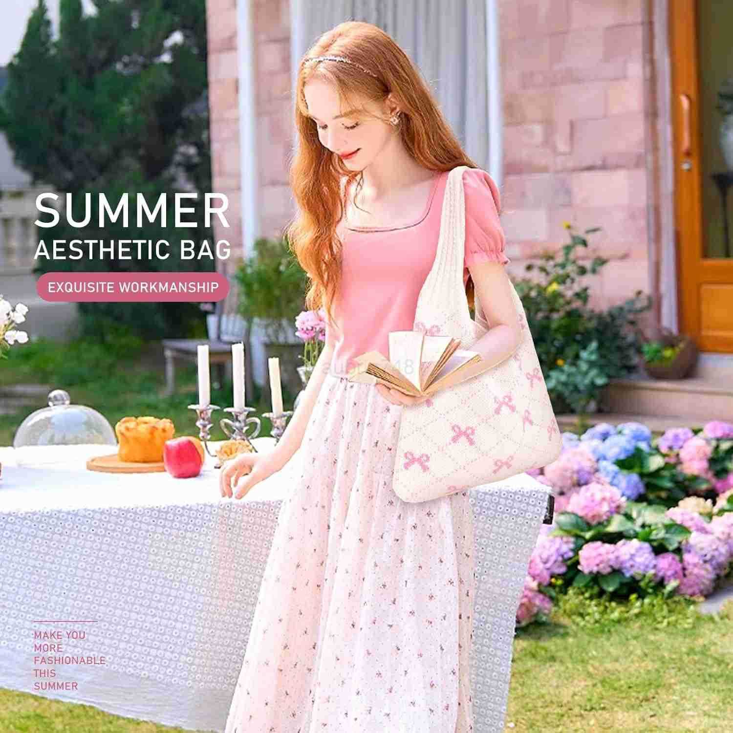 Crochet Tote Beach Mesh Knitted Shoulder Bag Large Aesthetic Hobo Bag for Women Summer M250904