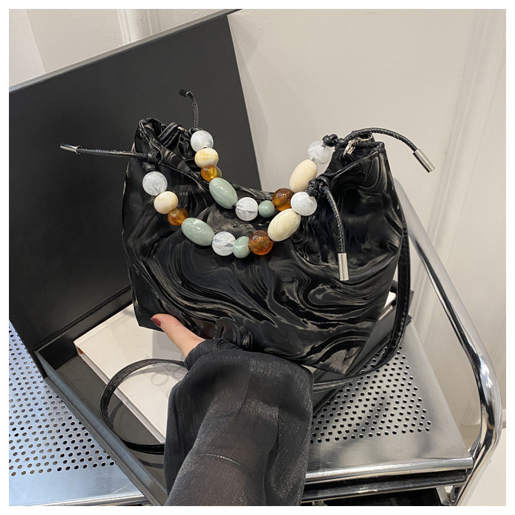 New Women s Crossbody Bag Handbag New Fashion Niche Solid Color Autumn New Designer Bag Bead Handheld Women s Shoulder Bag