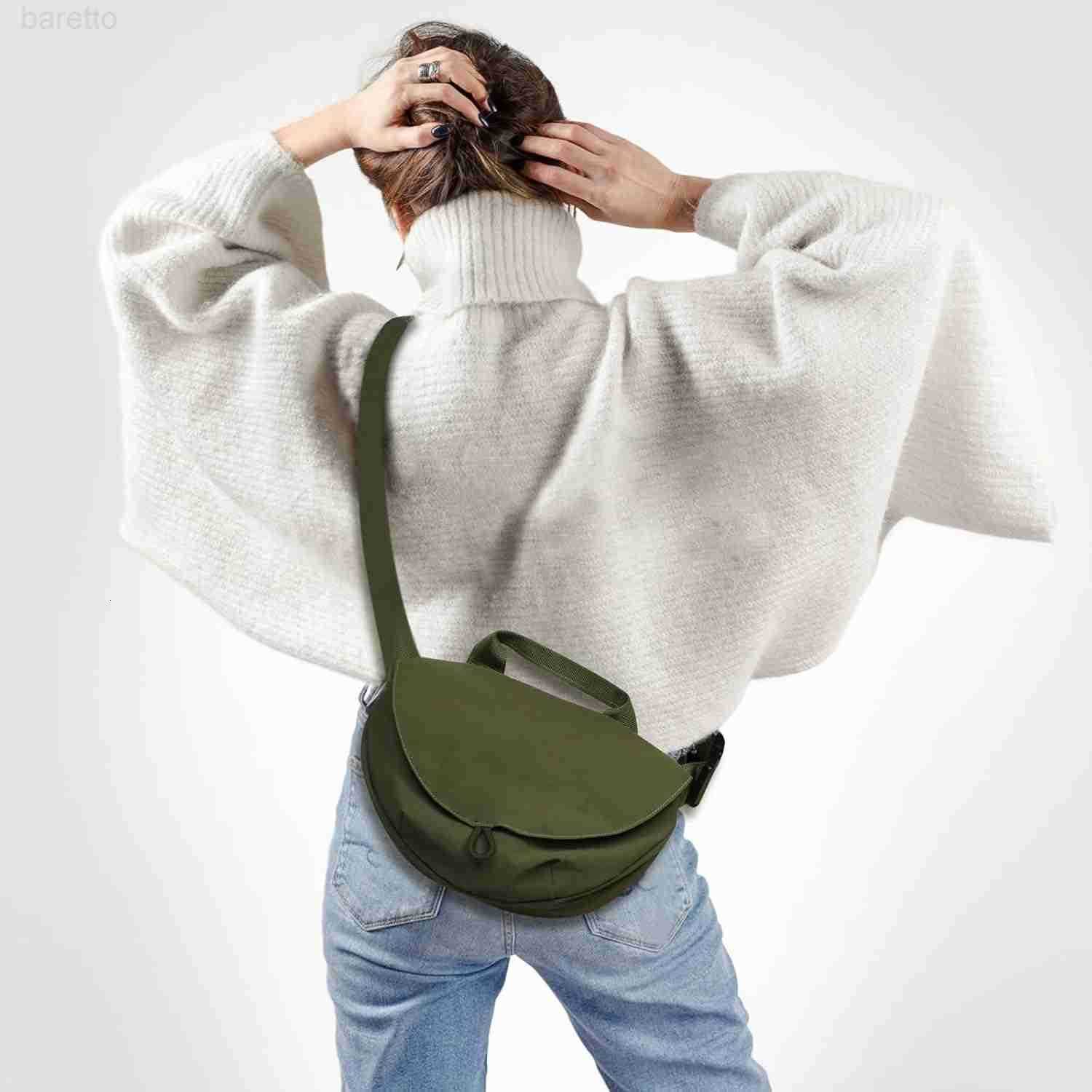 Nylon Crescent Moon Bag for Women and MenFashion Crossbody Handbags with Adjustable Belt Waterproof Fanny Packs Sling Bag Green M250903