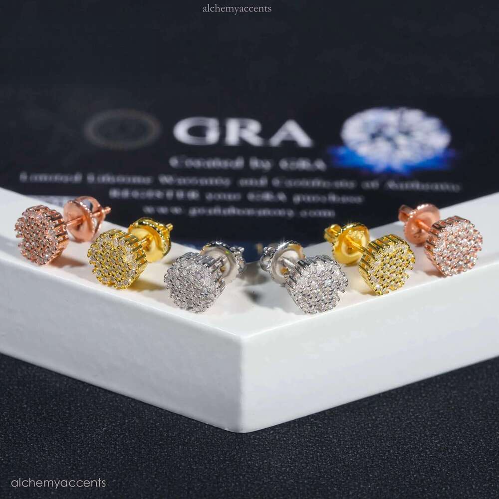 Cheapest Earring Hip Hop Jewelry Gold Plated Sterling Sier Iced Out VVS Dia Moissanite Screw Stud Earrings