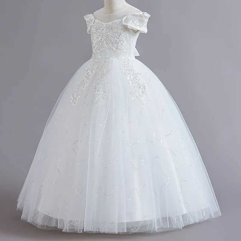 Girls Sleeveless Sequins Long Princess Dress For Kids Luxury Wedding Bridesmaid Graduation Evening Ball Gown 4-13 Years Old Z250904