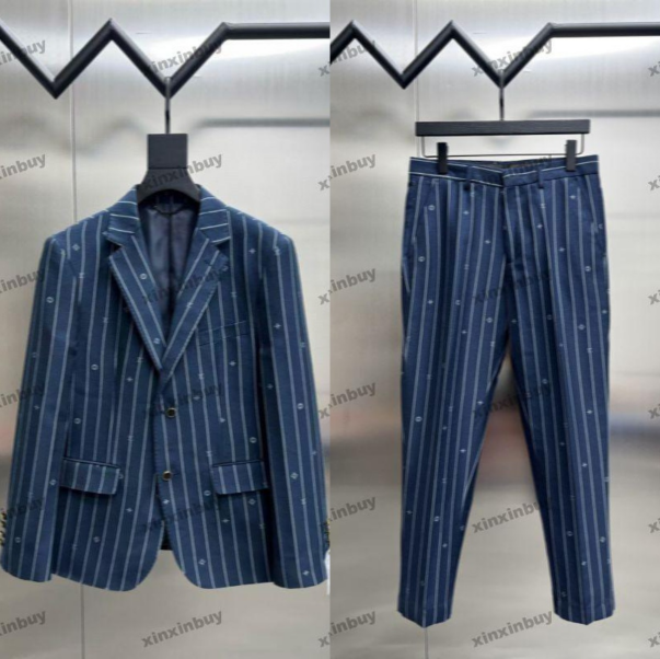 xinxinbuy Men designer Coat denim Jacket Small letter jacquard fabric sets suit long sleeves women khaki Black blue gray brown GREEN M-4XL