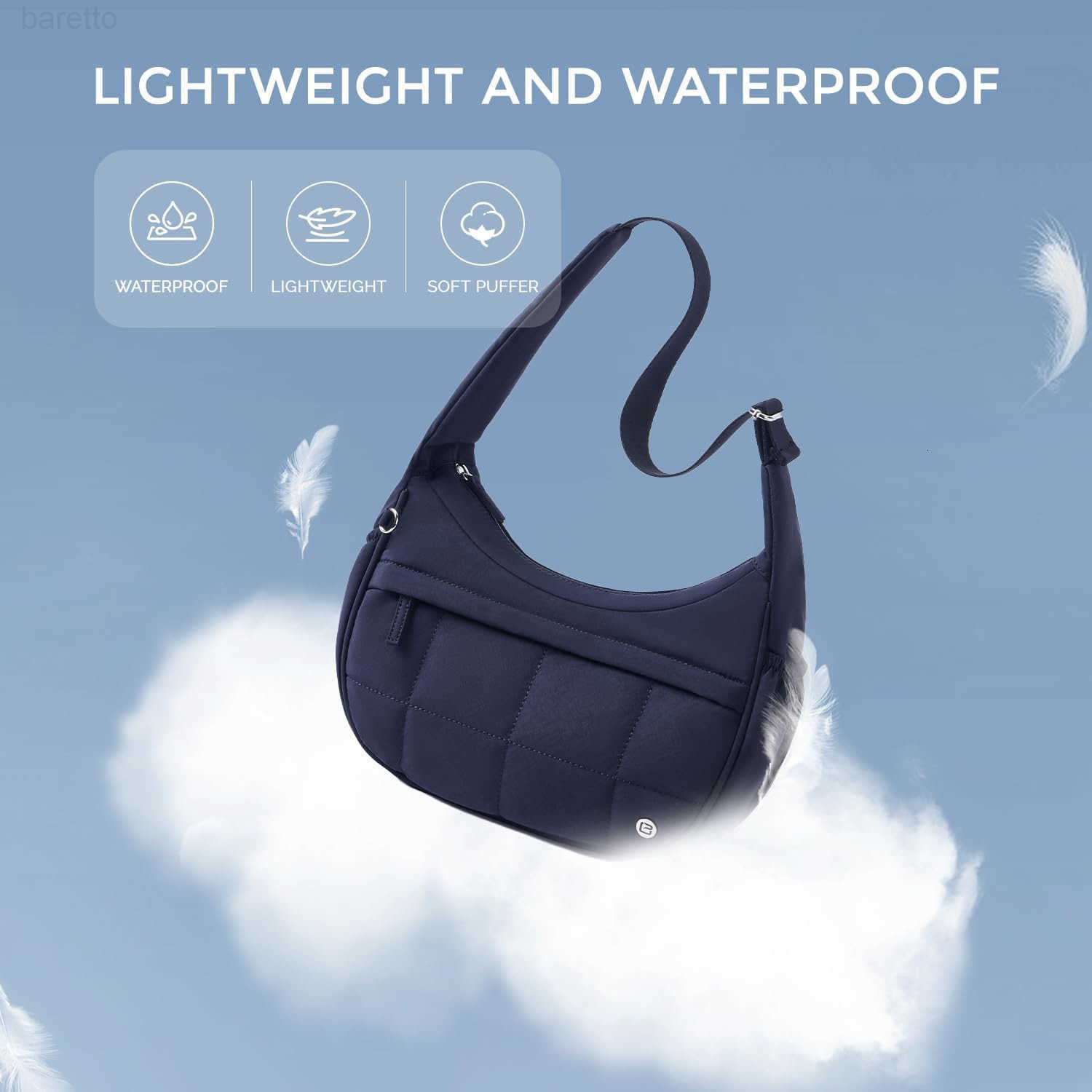 Nylon Shoulder Bag For WomenSmall Quilted Crescent BagTriple Zip Pocket Small Puffer Bag For TravelFitness M250903