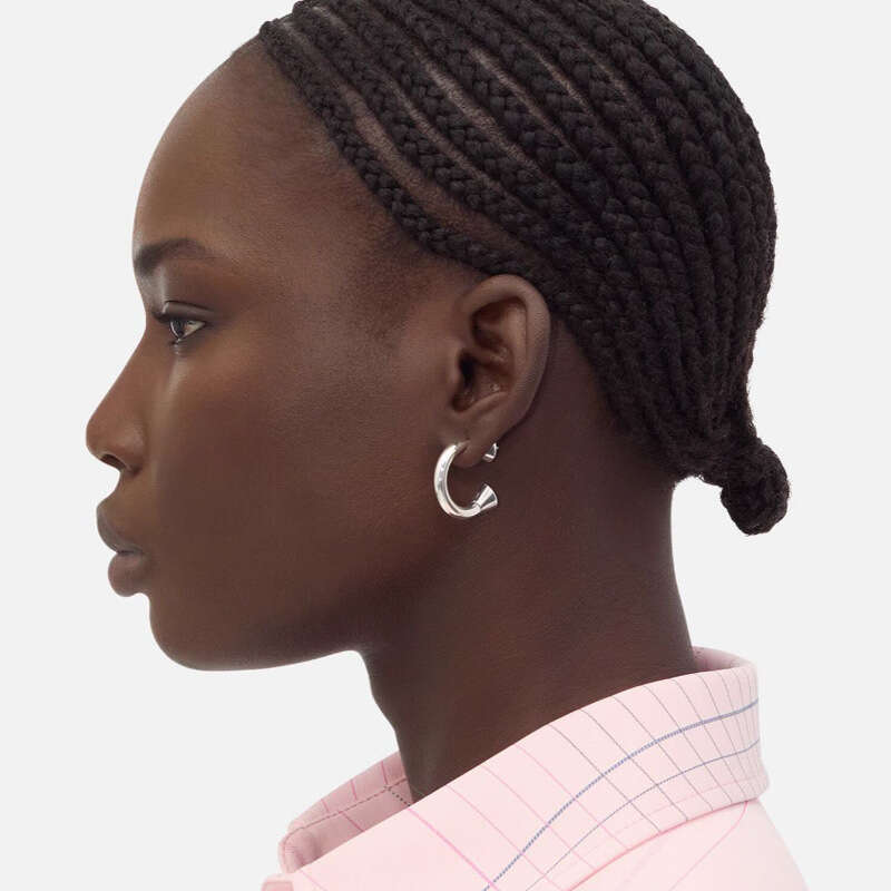 Minimalist C-Shaped Front and Back Wear for Women, Unique Ins Style, Cool Design, Versatile Sier Needle Earrings