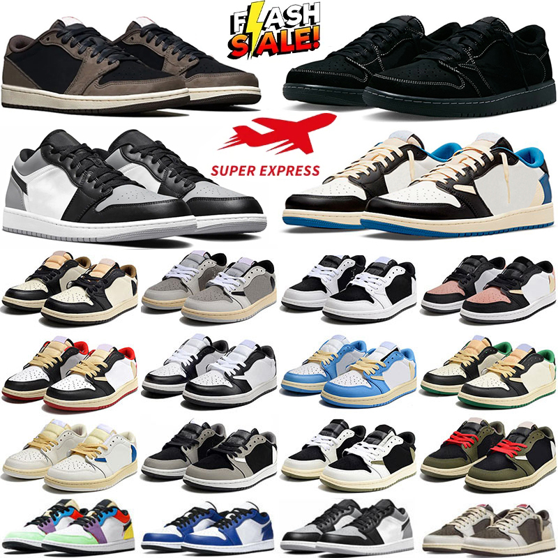 Designer Low Basketball Shoes Man Woman Wolf Grey Carbon Arctic Punch Black Toe Fragment Reverse Mocha UNC Grey Camo Trainers Sneakers EUR 36-47