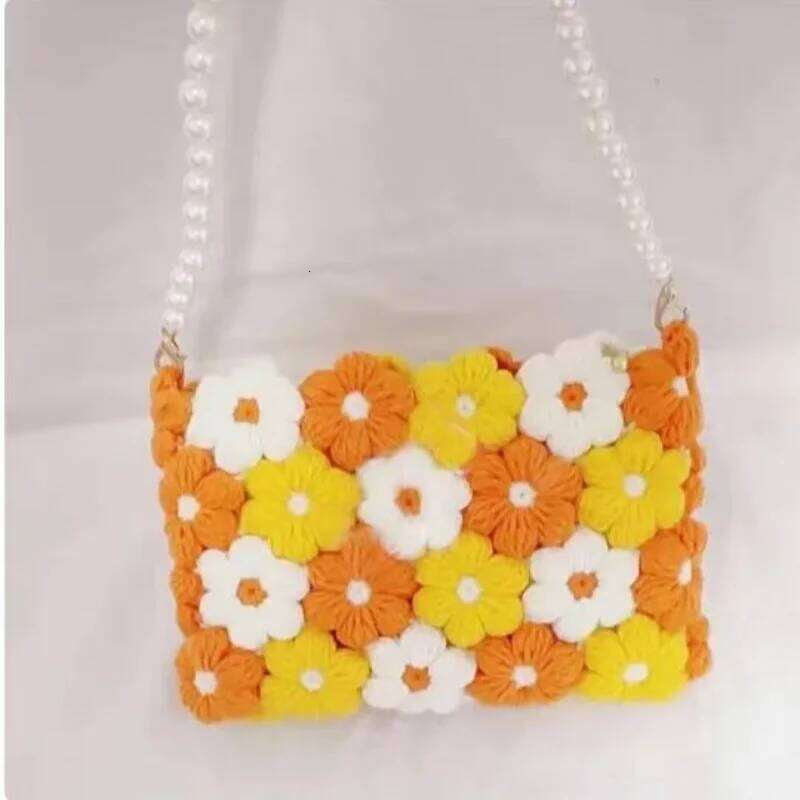 Handwoven small floral crossbody phone key storage shopping carry on bag, lightweight lining, shoulder bag