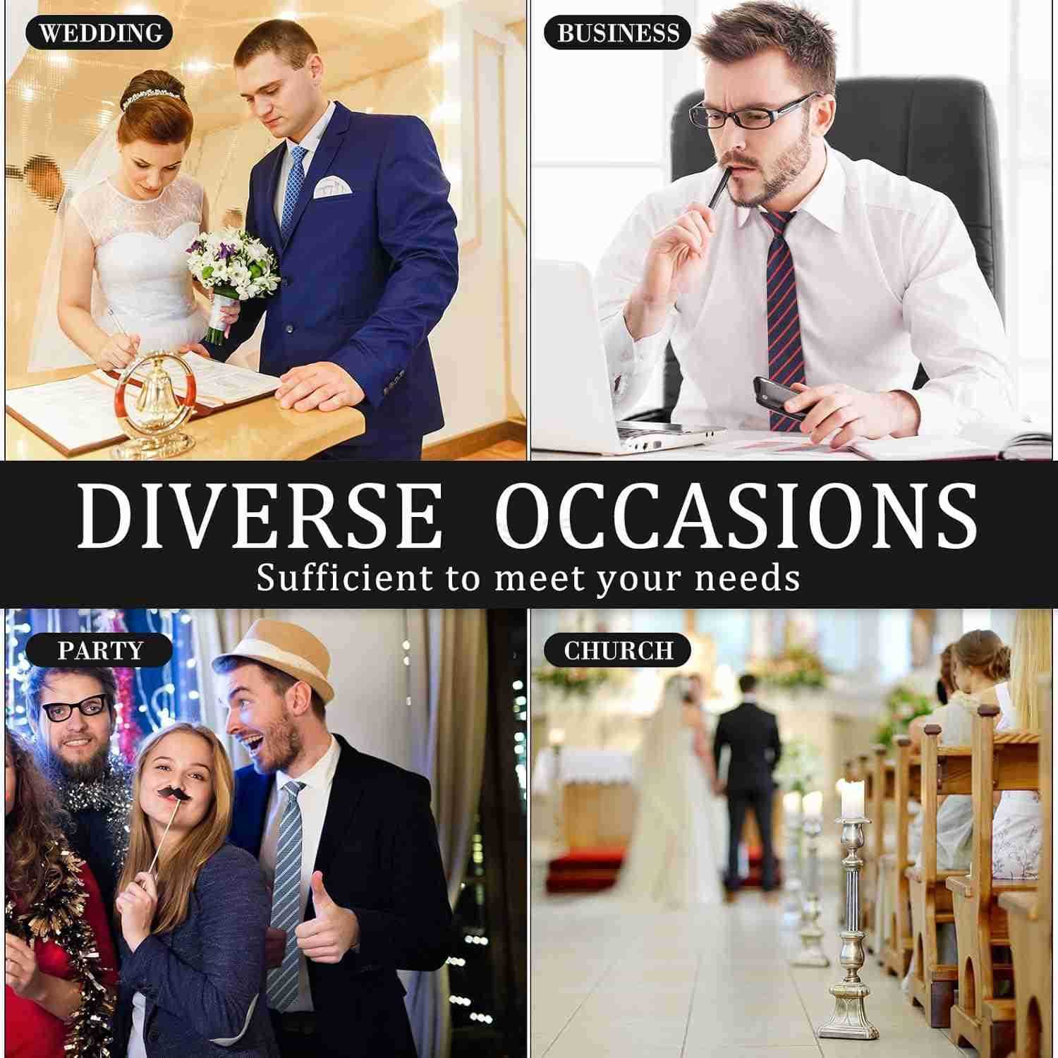 6 Pcs Clip on Tie for Men Clip on Easy Necktie Striped Solid Plaid Dots Mixed Lot Tie for Office School 20 Inch Business StyleW250904