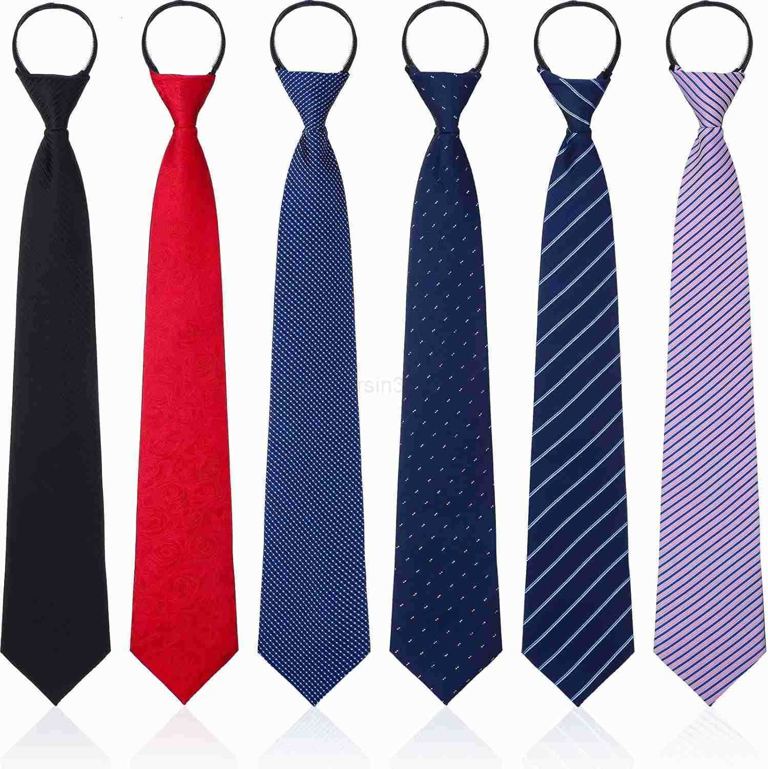 6 Pcs Zipper Ties for Men Women 19 Inch Pre Tied Adjustable Necktie for School Uniform Back to School Gift for 1012 Years Men Students Business Weddin
