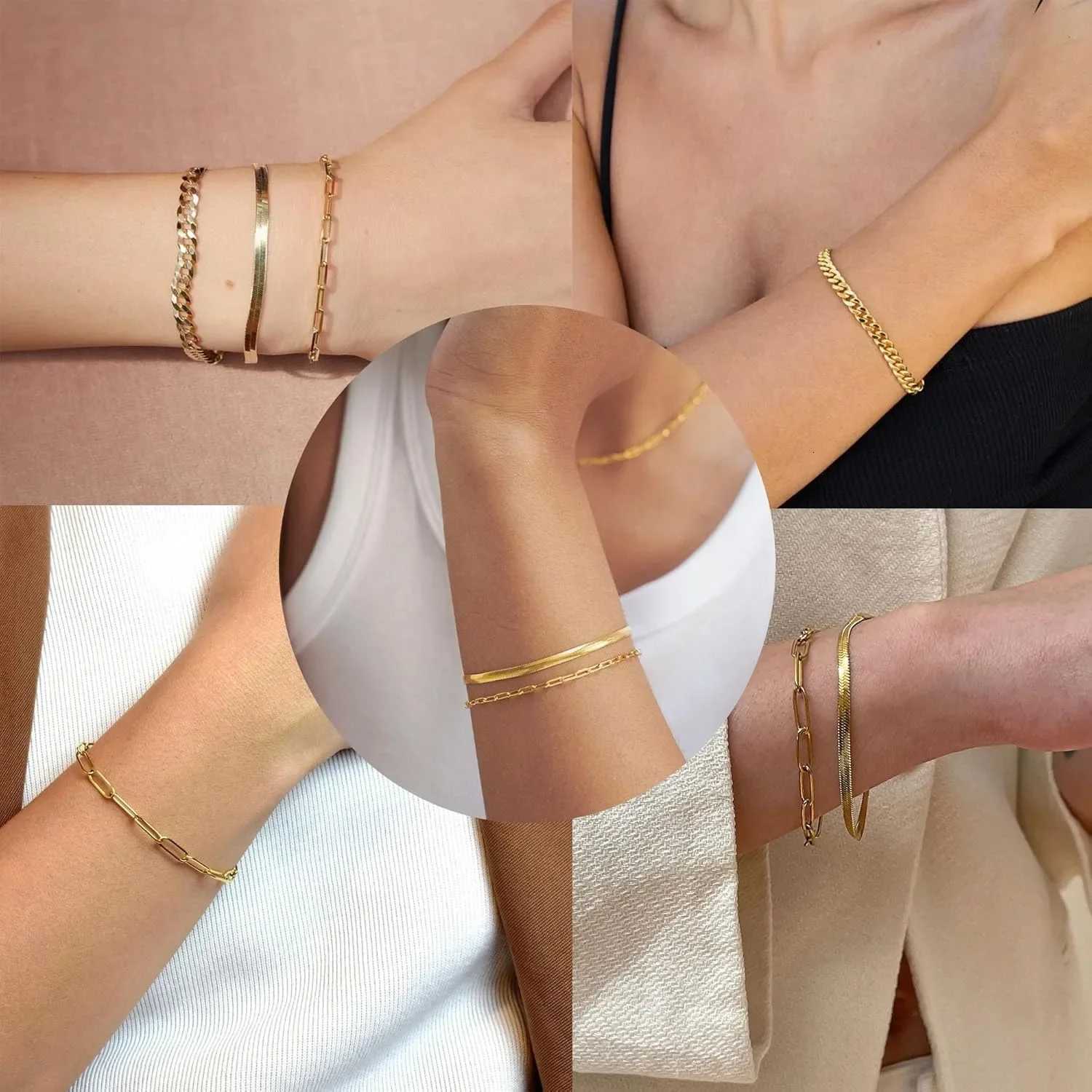 Gold Bracelets for Women Bracelets Set for Women Gold Bracelets Stack With Beaded Cuban Paperclip Snake Rope Gifts for Women W250904