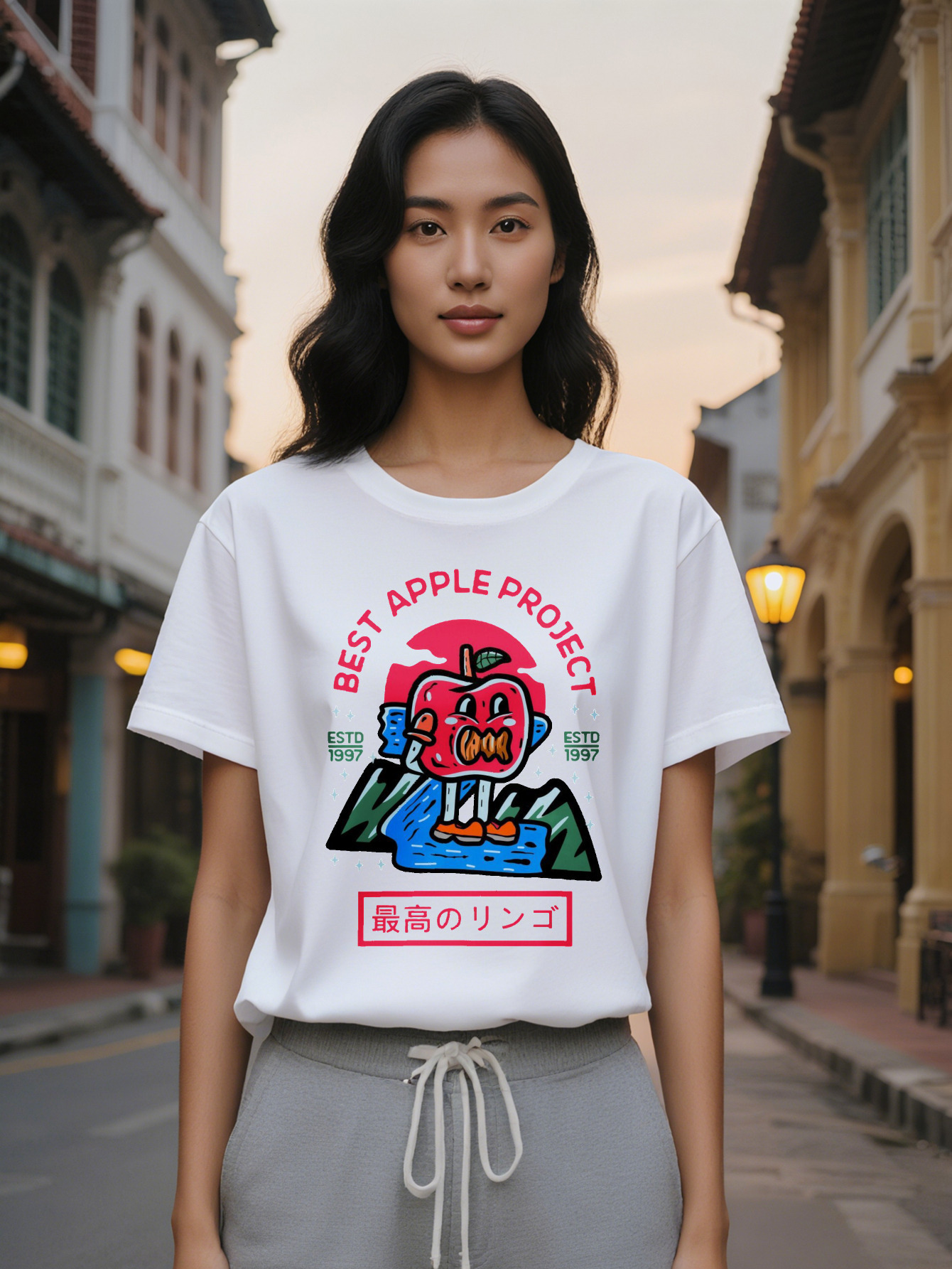 Casual Round Neck T-Shirt Printed Pattern Top Lady Gift 84771