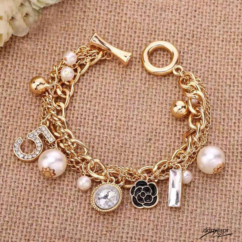 Korean Style Ddmyday Multi-Layer Small Flower Number 5 Metal Chain Bracelet Jewelry Handmade Ddmyday